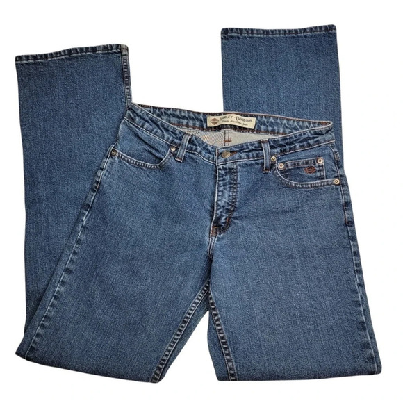 Harley-Davidson Denim - HARLEY DAVIDSON Women's Highrise Medium Wash Bootcut Jeans Size 8 Long Blue